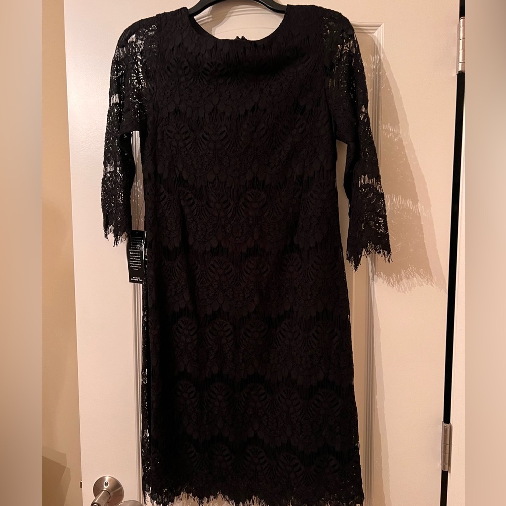 Black midi lace dress